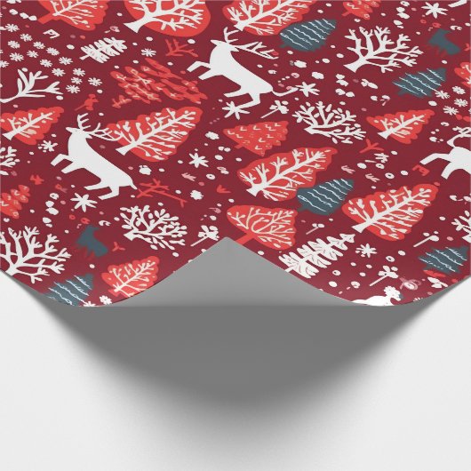 Rode kerstboom cadeau inpakpapier (Hoek)