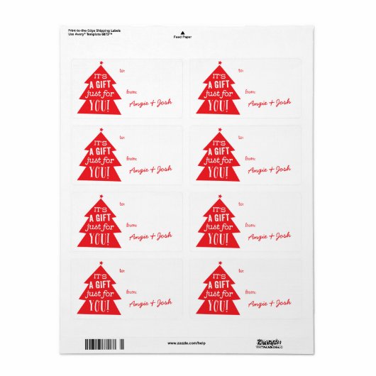 Rode kerstboom cadeau Label Sticker (Full Sheet)