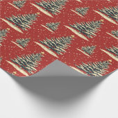  rode kerstboom cadeaupapier (Hoek)