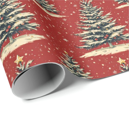  rode kerstboom cadeaupapier (Rol Hoek)