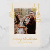 Rode Kerstboom Doodle Coquette Boog Goud Folie Feestdagenkaart (Voorkant)