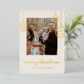 Rode Kerstboom Doodle Coquette Boog Goud Folie Feestdagenkaart (Staand Voorkant)