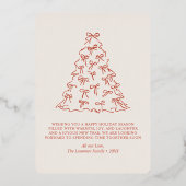 Rode Kerstboom Doodle Coquette Boog Goud Folie Feestdagenkaart (Achterkant)