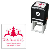 Rode Kerstboom en rendieren retouradres Zelfinktende Stempel (In situ)