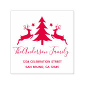 Rode Kerstboom en rendieren retouradres Zelfinktende Stempel (Design)