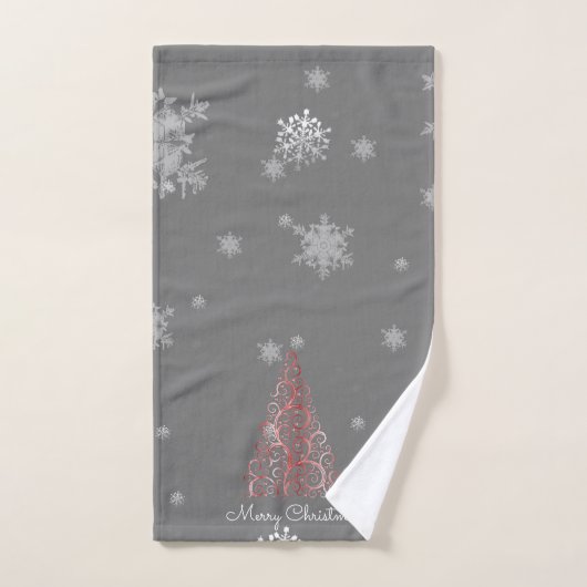 Rode kerstboom en Snowflakes handdoekset Bad Handdoek (Handdoek)