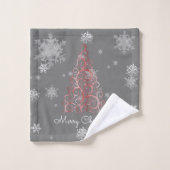 Rode kerstboom en Snowflakes handdoekset Bad Handdoek (Wasdoekje)