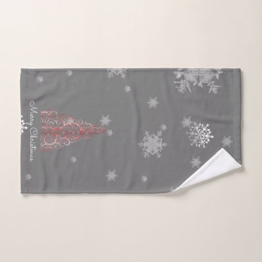Rode kerstboom en Snowflakes handdoekset Bad Handdoek (Handdoek)