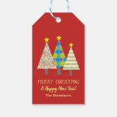 Rode Kerstboom Familie Cadeaulabel (Achterkant)