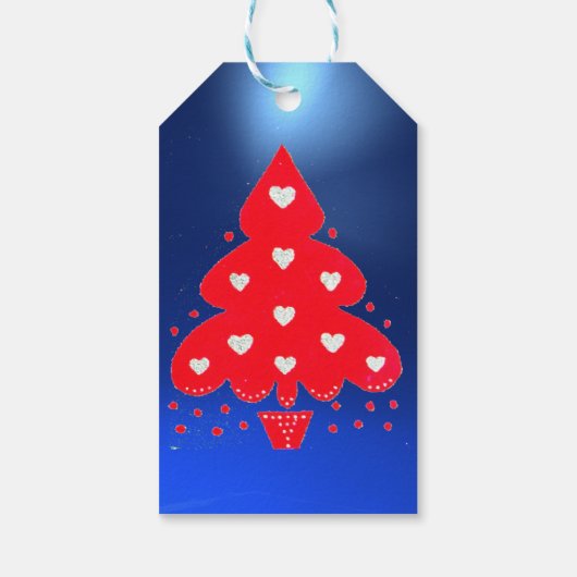 RODE KERSTBOOM FEESTJE blauw Cadeaulabel (Achterkant)