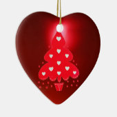 RODE KERSTBOOM FESTDAGPARTY rood Keramisch Ornament (Rechts)