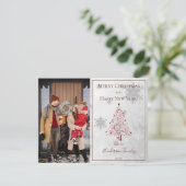 Rode Kerstboom foto Feestdagenkaart (Staand voorkant)