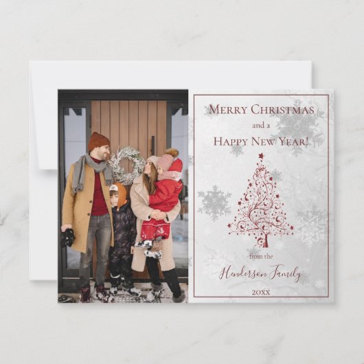 Rode Kerstboom foto Feestdagenkaart (Voorkant)