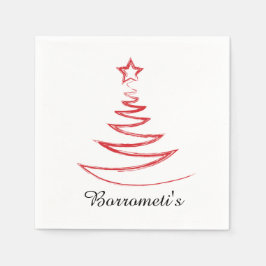 Rode kerstboom gepersonaliseerde cocktail servet