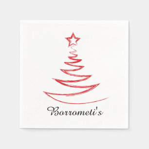 Rode kerstboom gepersonaliseerde cocktail servet