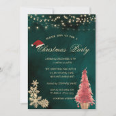 Rode kerstboom, gouden sneeuwvlokken kerstfeest kaart (Voorkant)