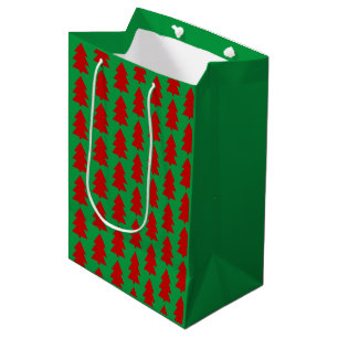 Rode kerstboom groen feest medium cadeauzakje