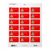 Rode Kerstboom Kerstmis retour adres label (Full Sheet)