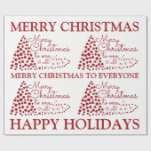 Rode kerstboom, kerstpapier cadeaupapier (Vlak)