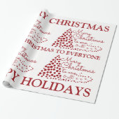 Rode kerstboom, kerstpapier cadeaupapier (Uitgerold)