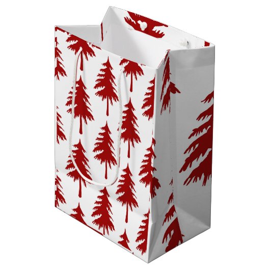 Rode kerstboom medium cadeauzakje (Voorkant Gekanteld)