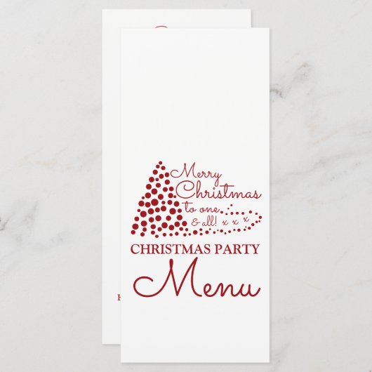 Rode kerstboom, menu Kerstmis (Voorkant / Achterkant)