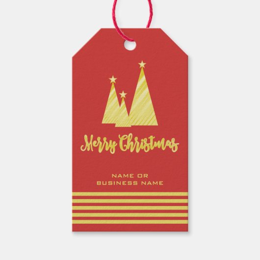 Rode kerstboom met kerst cadeaulabel (Voorkant)