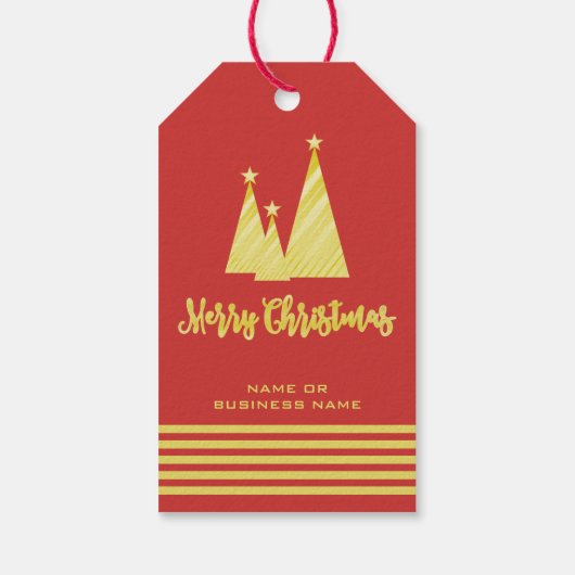 Rode kerstboom met kerst cadeaulabel (Achterkant)