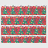 Rode kerstboom met pootjes Ornamenten Cadeaupapier (Vlak)
