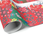 Rode kerstboom met pootjes Ornamenten Cadeaupapier (Rol Hoek)