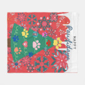 Rode kerstboom met poten ornamenten fleece deken (Voorkant (Horizontaal))