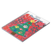 Rode kerstboom met poten ornamenten notitieboek (Linkerzijde)