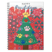 Rode kerstboom met poten ornamenten notitieboek (Voorkant)