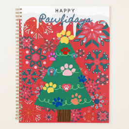 Rode kerstboom met poten print voor dierenliefhebb planner