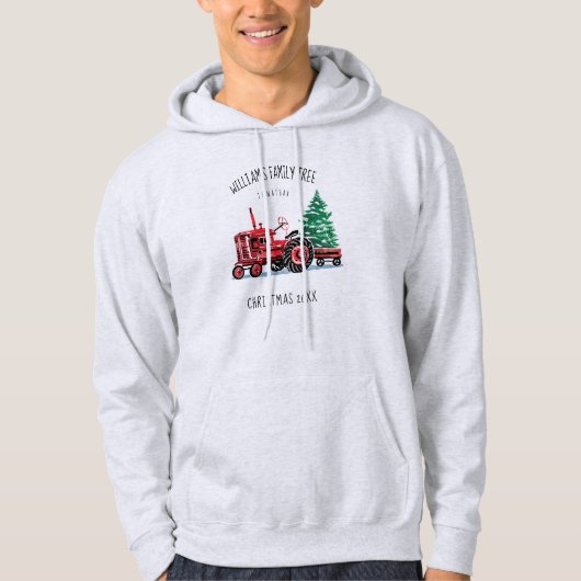 Rode kerstboom Naam toevoegen Hoodie (Voorkant)