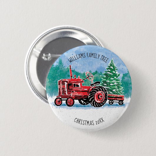 Rode  kerstboom Naam toevoegen Ronde Button 5,7 Cm (Voorkant /achterkant)