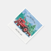 Rode  kerstboom Naam toevoegen Servet (Hoek)