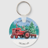 Rode  kerstboom Naam toevoegen Sleutelhanger (Voorkant)