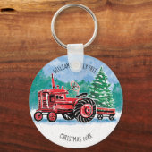 Rode kerstboom Naam toevoegen Sleutelhanger (Voorkant)