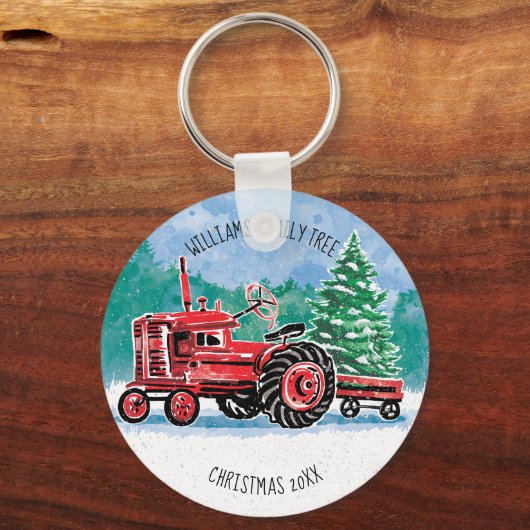 Rode  kerstboom Naam toevoegen Sleutelhanger (Voorkant)