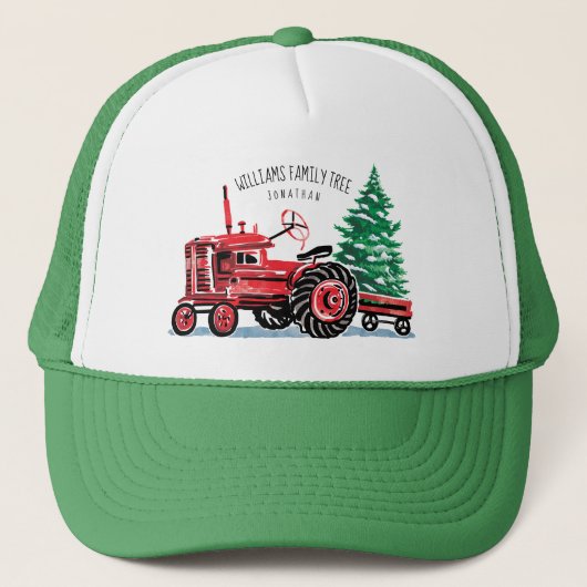 Rode kerstboom Naam toevoegen Trucker Pet (Voorkant)