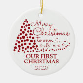 Rode Kerstboom, onze eerste Kerstmis Keramisch Ornament (Voorkant)
