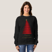 Rode kerstboom op zwarte sweatshirt (Voorkant volledig)