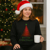 Rode kerstboom op zwarte sweatshirt