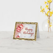 Rode kerstboom Ornament met gouden rand Kaart (Gele Bloem)