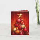 Rode kerstboom Ornamenten gevouwen foto Feestdagen Kaart (Voorkant)