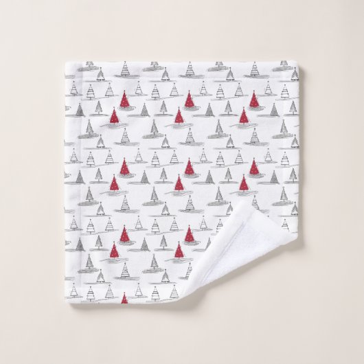 Rode Kerstboom Patroon#5 ID1009 Bad Handdoek (Wasdoekje)