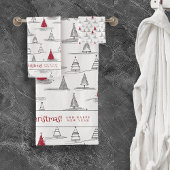 Rode Kerstboom Patroon#5 ID1009 Bad Handdoek