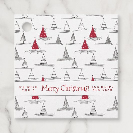 Rode Kerstboom Patroon#5 ID1009 Bedankjes Labels (Voorkant)