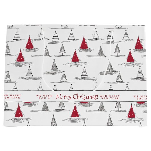 Rode Kerstboom Patroon#5 ID1009 Groot Cadeauzakje (Voorkant)